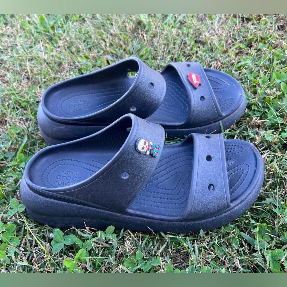 Crocs Unisex Adult Black Classic Crush Comfort Sandals Size 11m